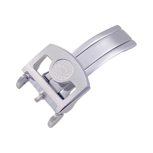 ROUHO 18mm 316L Edelstahl Klappbarer Uhrschnalle - Schnellwechsel Uhrarmbandverschluss für IWC Pilot’s Portugieser Chronograph-Silber