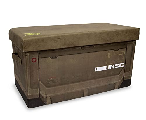 Ukonic HALO Ammo Crate Collapsible Storage Bin Chest with Lid | Fabric Basket Container with Handles, Cubby Cube Closet Organizer | Video Game Gifts And Collectibles | 24 x 12 Inches