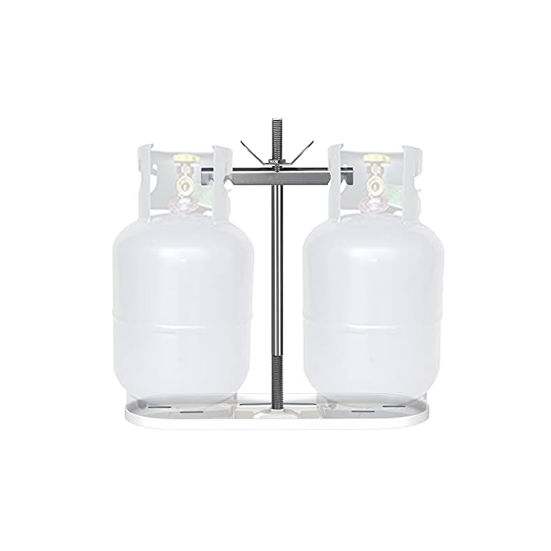 RVMATE RV Dual Propane Tank Mounting Rack for 20 lbs Tanks, for Travel Trailer Hitch Frame