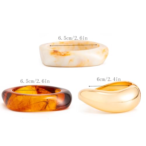 AVOGIR Chunky Acrylic Bangle Bracelet for Women Colorful Resin Bracelets Trendy Stack Statement Cuff Jewelry Gift (Gold 02) - image 6