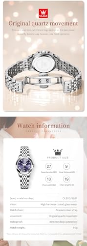 Image of OLEVS Womens Watch Fashion Dress Diamond Female Watches for Ladies Analog Stainless Steel Waterproof Luminous Day Date Two Tone Wristwatch
