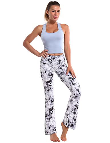 Image of BUBBLELIME 29 inch /31 inch /33 inch /35 inch /37 inch Women High Waist Bootlegs Yoga Pants Tummy Control Bootcut Workout Flared Out Pockets
