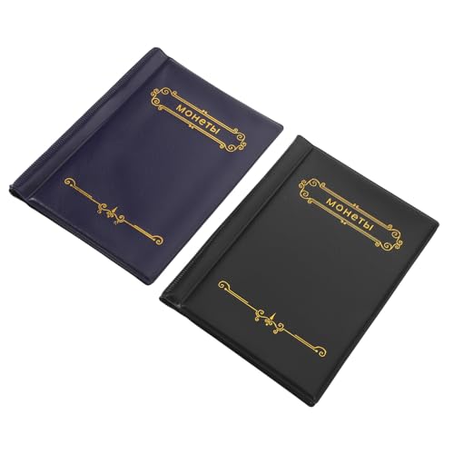 FONDOTIN Álbum Organizador para Coleccionar Monedas 2 Unidades 120 Bolsillos Transparentes PVC Resistente Tamaño para Monedas de 28 MM Adecuado para Coleccionistas y Almacenamiento