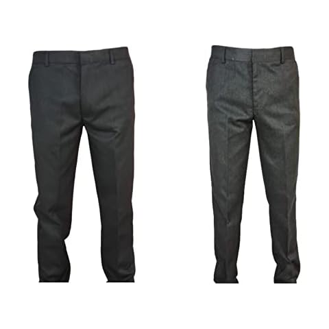 L S U Pantalones escolares ajustados con cremallera y clip para niños, uniforme de 6/7-15/16 años, gris, 13 años delgado Cover