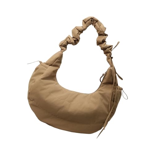 Quilted Crossbody Shoulder Bag For Women Lightweight Ruched Nylon Bag With Large Capacity Trendy Casual Satchel Purse