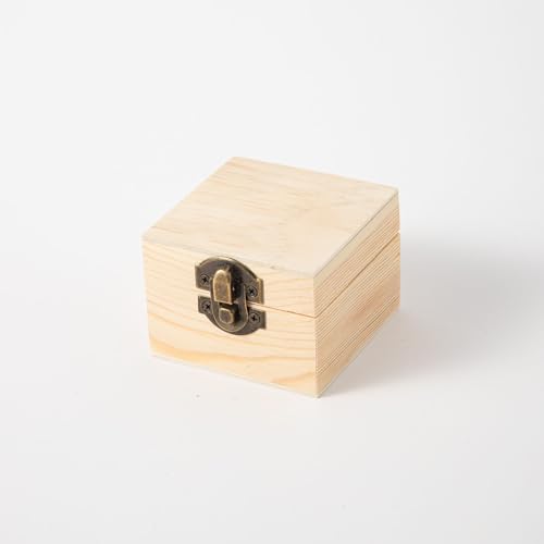 Image of 24 Pack 2.7X2.7X2in Small Unfinished Wooden Boxes for Crafts Supplies, Paintable Wood Treasure Chests for Jewelry and DIY Projects
