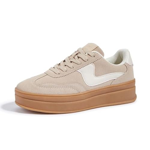 Damen Plateau Sneaker – Modische Chunky Turnschuhe, Bequeme Schnürschuhe für Alltag & Spaziergänge mit Nahtdetails