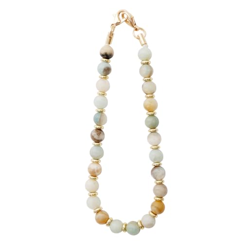 Image of TENOC Marble Beaded Phone Wrist Strap, Amazonite | Cellphone Lanyard Chain, Sparkling Wristlet Bracelet, For Women