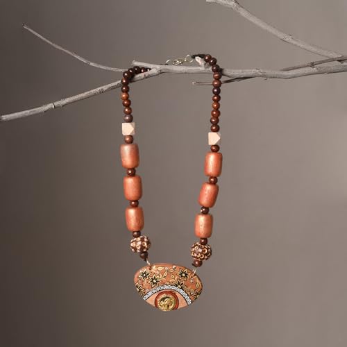 Image of AAKRITI ART CREATIONS Handcrafted Tribal & Boho Ethnic Necklace Collection | Floral, Mandala, Tassel & Dhokra Pendant Designs | Artisan Brass, Wood & Statement Jewelry for Women