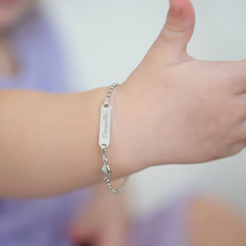 925 Sterling Silver Adjustable Heart Tag ID Bracelet for Toddlers & Young Girls - Engravable Name Bracelet for Children - Fun Personalize-able Bracelet for Kids3