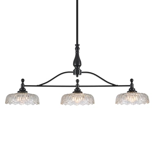 HDDFL Chandeliers Pendant Light Fixture Modern Pendant Lighting Fixtures 3 Lights Chandelier Matte Black Kitchen Glass Hanging Lamp for Island Dining Room Living Room by HDDFL - Used condition - US$172.57