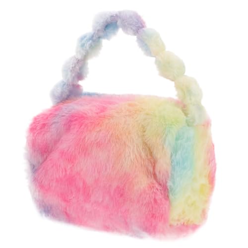 Borsa cosmetica colorata graziosa borsa per il trucco in peluche per la cura della pelle per riporre pennelli da soffice da toilette portaoggetti carino