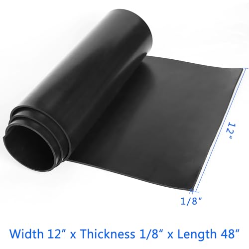 Image of WochiTV Solid Rubber Strips Rolls, 12 inch Wide x 1 /8 inch Thick x 48 inch Long Neoprene Rubber Sheets Perfect for DIY Gasket Material, Sealing, Liner, Shield, Padding, Mat