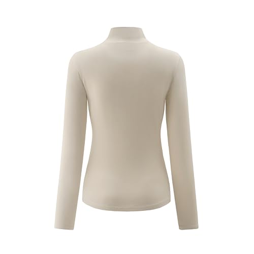 Image of Kindcall Womens Slim Fitted Mock Turtleneck Tops Long Sleeve Lightweight Base Layer Shirts