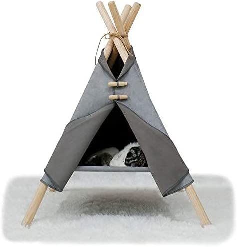 Zelte für Haustiere Abnehmbares Waschbares Tipi-Katzenhaus Haustierbett Tipi Zelt für Haustiere für kleine Katzen Haustierhäuser 52x55x72cm Cover