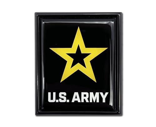 Image of Elektroplate Officially Licensed U.S. Army Star Black All Metal Emblem for Cars, Trucks, and All Auto | Universal Fit at 3.2 inch x 2.65 inch | Weatherproof