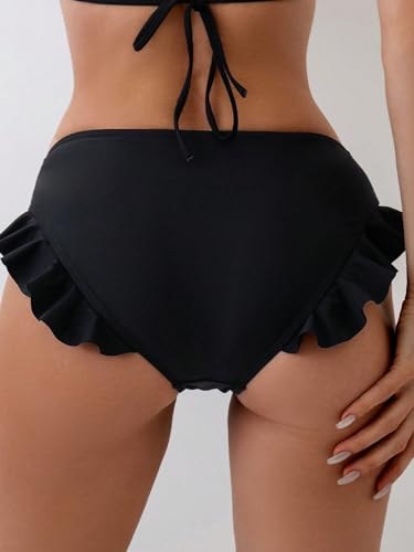 Bas de bikini à volants gainant contre les complexes en taille haute