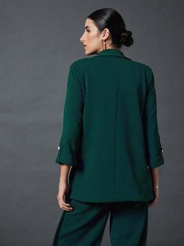 Image of Sassafras worklyf Women's Blazer Regular Fit Full Sleeves Longline Front Open Show Pocket - Casual Workwear Blazers