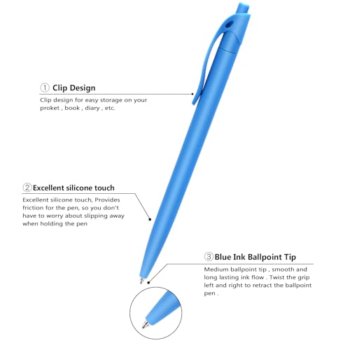 Stylos à bille rétractables pointe 1mm pour ne plus manquer d'encre bleue