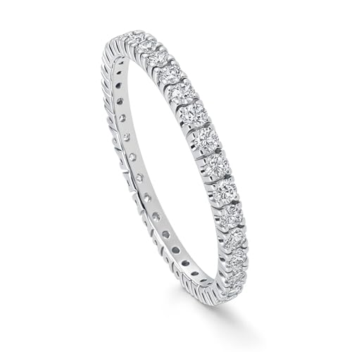 BERRICLE Sterling Silver Rings Stackable Eternity Band Ring for Women, Round Cut Cubic Zirconia CZ