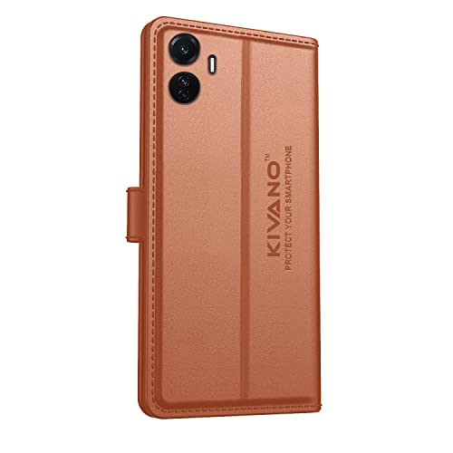 Image of KIVANO Compatible with Vivo T1 44W / Vivo T1 4G Flip Cover | Leather Finish | Inside Pockets & Inbuilt Stand | Shockproof Wallet Style Magnetic Closure Back Cover Case