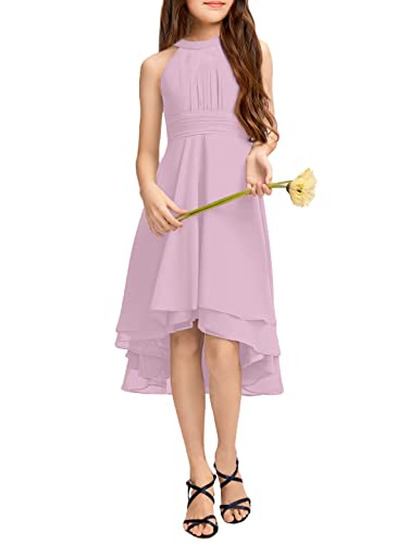 Galawaqe Chiffon Flowy Dresses Flower Girls Asymmetrical With Ruffles Sleveless Swing Party Gowns A-Line Dress #TOP3