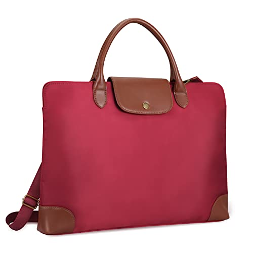 Fintie Laptop Tote Bag 15.6 Inch Computer Bag Teacher Work Handbag Business Office Travel Shoulder Messenger Bag, Burgundy