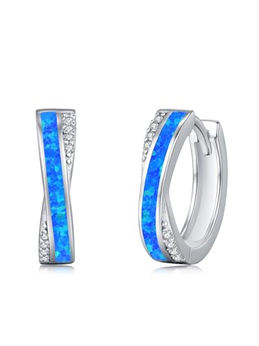 Créoles en argent 925 avec opale bleue, le cadeau parfait pour elle