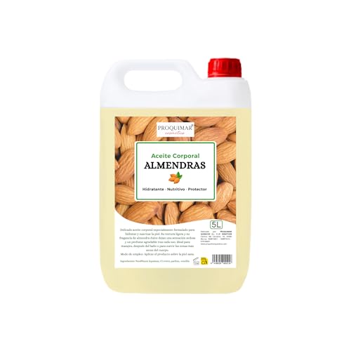 Aceite Corporal Almendras Dulces – Formato Profesional 5 Litros – 100% Hidratante Corporal, Masajes y Cabello –Piel Suave, Nutrición Profunda y Aroma Natural