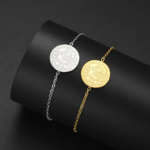 Pulsera San Benito Acero Inoxidable Amuleto Religioso