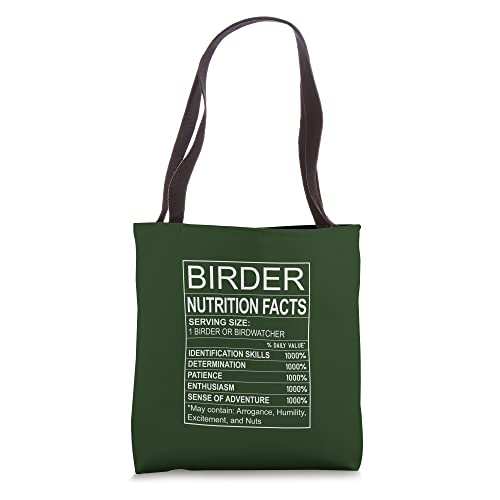 Birder Nutrition Facts Funny Birdwatcher Spoof Tote Bag