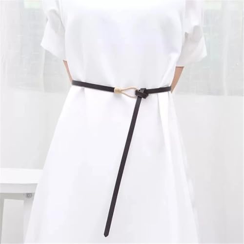 Women’S Simple Skinny Metal Buckle Tie-Knot Genuine Leather Adjustable Waist Belt For Dresses 1Cm Wide Fashion3