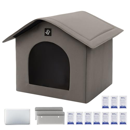 Nugbaefdp 猫用冷却ハウス - 子犬用テントシェルター - 断熱ポータブルクールシェルター付き犬小屋、吸収性バッグと保冷剤付き、ペット用室内外
