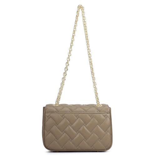 Image of Da Milano Leather Grey Shoulder Bag for Women (00230XSOL)