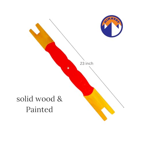 Image of Wooden Baby Thottil Kattai - Traditional Cradle Stick for Jhula | Colorful Thottil Kambu for Newborn Baby Cradle | Wood Swing Rod | Wood Swing Stick for Infant Hammock (Large)