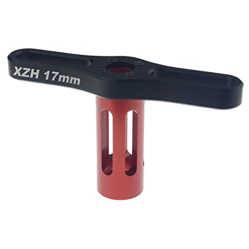 HobbyMarking RC Car 1/8 Aluminium 17mm Wheels Hex Nuts Sleeve Wrench Tool 1/10 HPI HSP Buggy Car Tires Tyre (Black & Red)