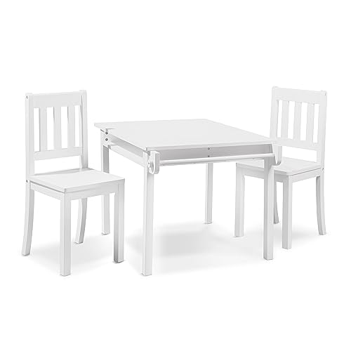 Sorelle Furniture Kids Wood Table and Chair Set (2 Chairs Included) -Imagination Table Ideal for Arts & Crafts, Snack Time, Toy Table & More –Childrens Furniture Sets-White