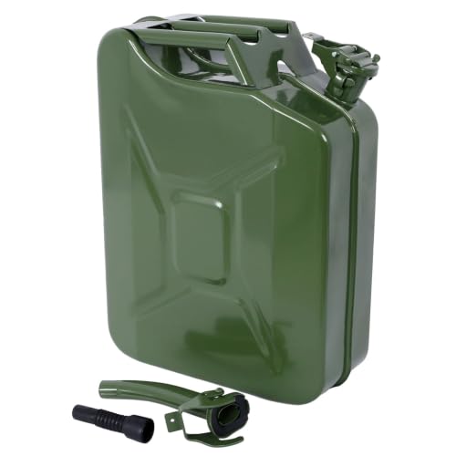 5.3 Gallon Metal Container with Spout and Handle 20L Cold-Rolled Steel Liquid Storage Jugs Flexible Pour Extension for Automotive Off-Road Lawn and Emergency