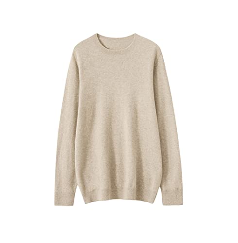 Pull en cachemire col rond beige pour un style décontracté au quotidien