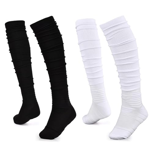Scrunch Football Socks, Extra Long Padded Athletic Socks with Ankle Support, 1 Pair