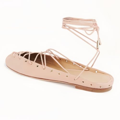 Lace Up Ballet Flats for Women Round Toe Backless Mules Mary Jane Flats Casual Ballerina Shoes4