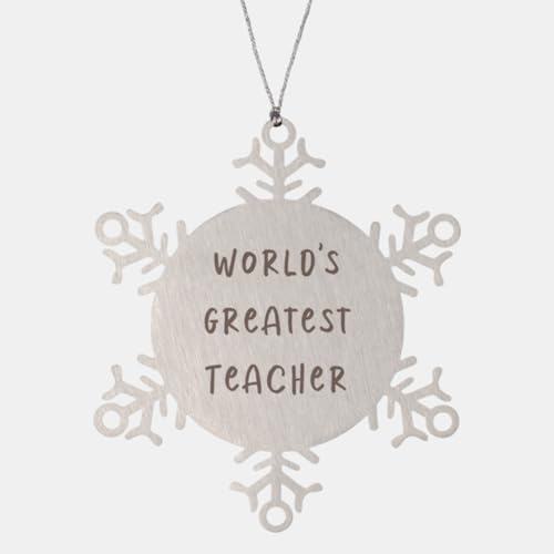 Joke Teacher Gifts, World's Greatest Teacher, Teacher Snowflake Ornament from