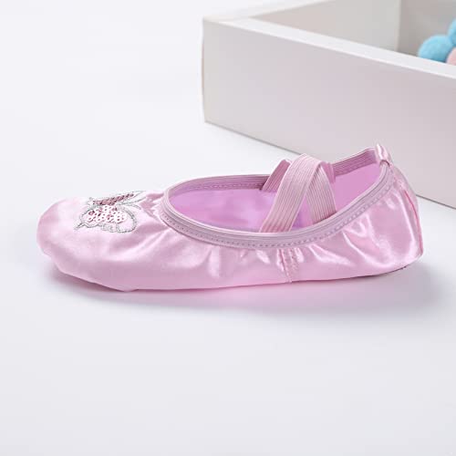 Kids Girls Gymnastics Ballet Dance Shoes Ballet Practice Shoes Satin Flats Sequins Slippers2