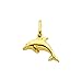 The World Jewelry Center 14k Real Yellow Gold Dolphin Pendant with 1.2mm Singapore Chain Necklace - 20