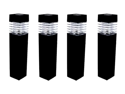 Luz Solar Exterior LED Pack 4 Balizas LED que le ofrecen la posibilidad de iluminar perfectamente sus espacios al aire libre, escaleras, patios, puertas de entrada, caminos, garajes. Luz blanco frio.