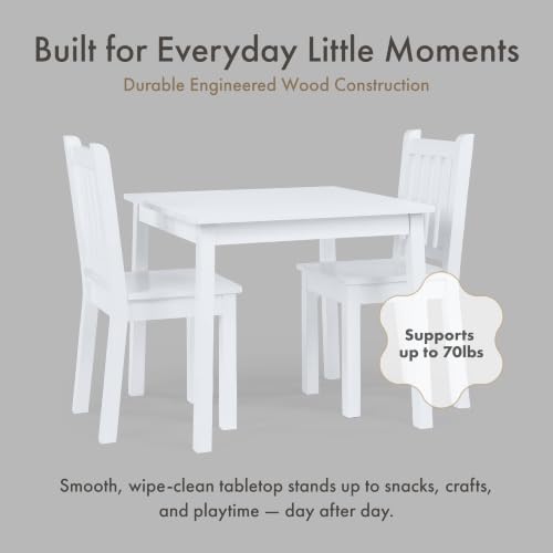 Image of Humble Crew Toddler Table and Chair Set for Kids, Wood Activity Furniture | Sturdy 3 piece playroom or bedroom desk, perfect size for crafts, snacks, homework, and learning, includes 2 matching seats