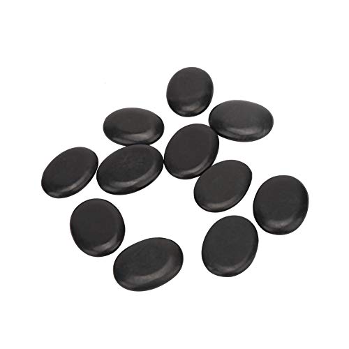 LIZEALUCKY Juego de Masaje Relajante con Piedras Calientes de 12 Piezas, Piedras calentadas portátiles de basalto de Lava Natural para el hogar, Terapia de Masaje con calefacción SPA y relajación