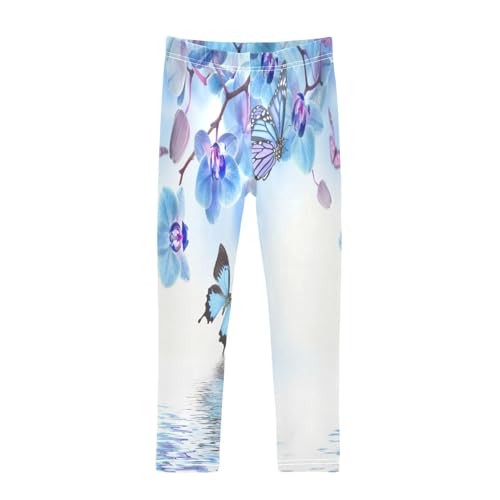 Toddler Girls Leggings Printed Yoga Pants Leggings Water Blue Butterfly for Kids