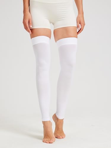 Image of NURCOM 15-20 mmHg Compression Stockings for Women & Men, Footless Thigh High Compression Sleeves with Dot Silicone Band, Graduated Support Pressure Stockings-Ideal for Athletic, Medical, Travel Use