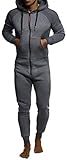 Leif Nelson Herren Overall Jumpsuit Onesie Trainingsanzug Jogginghose Trainings T-Shirt Fitness Männer Strampelanzug Bekleidung LN8270; Größe S; Anthrazit